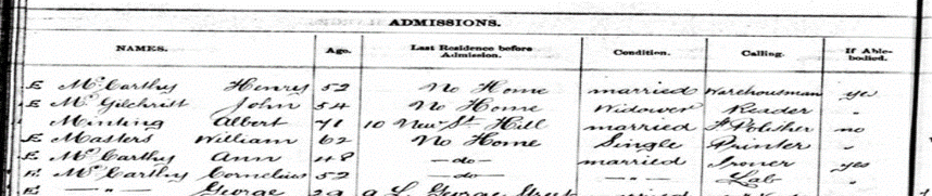 Workhouse Records Part 2 by popular US professional genealogists, Price Genealogy: image of a workhouse record.