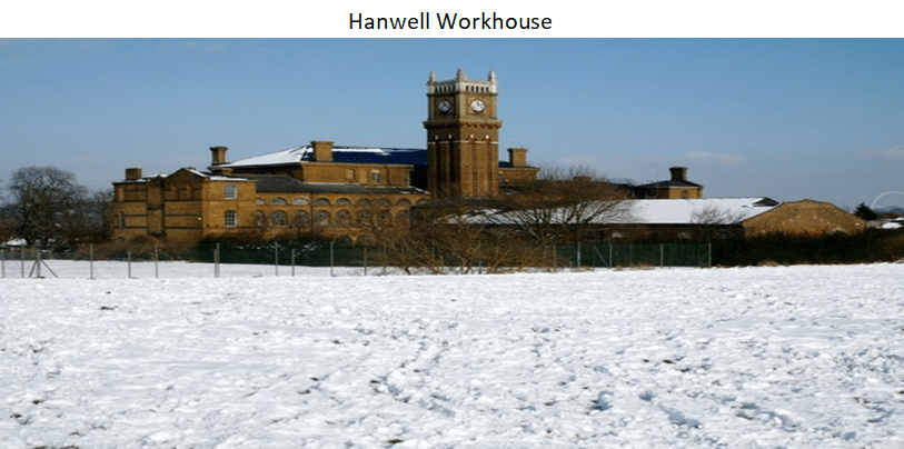 Workhouse Records Part 2 by popular US professional genealogists, Price Genealogy: image of a Hanwell Workhouse.